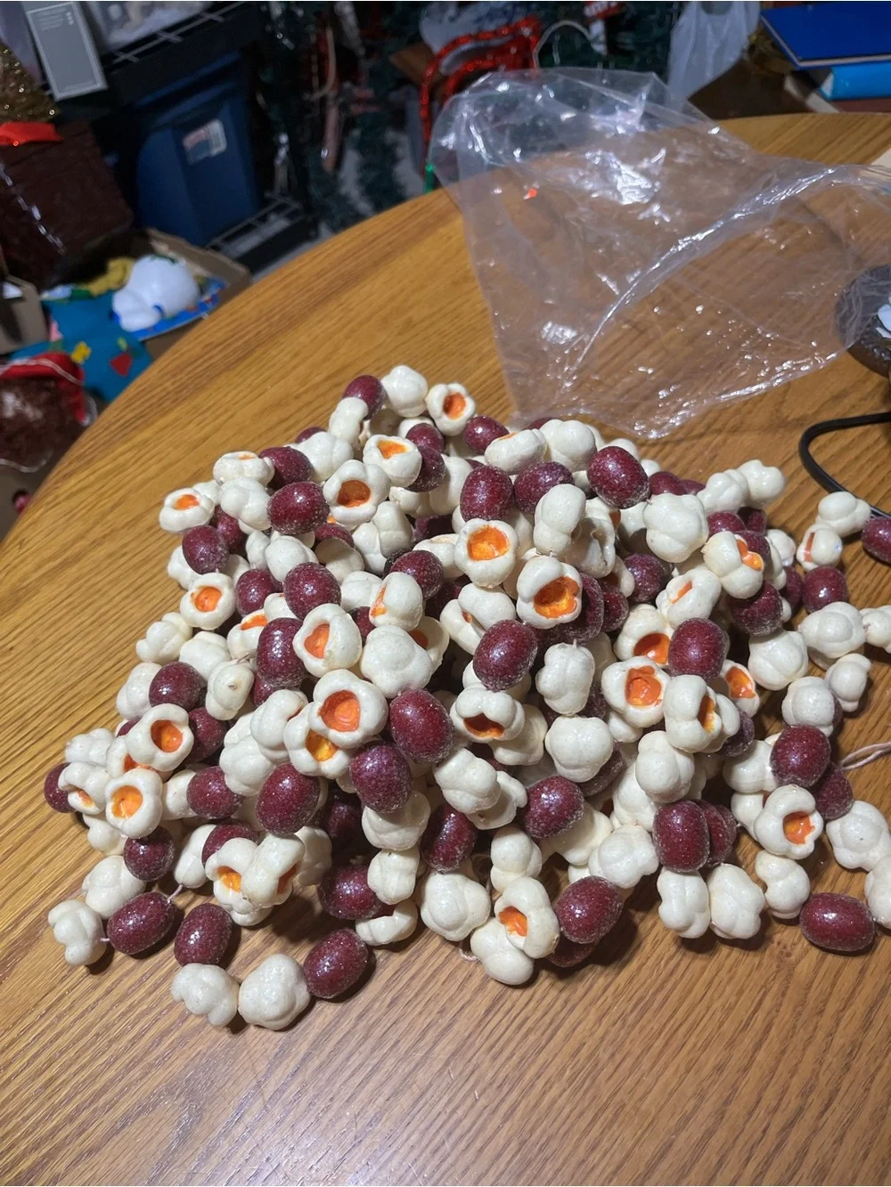 White and Maroon Berry Garland String for Party and Holiday Decor